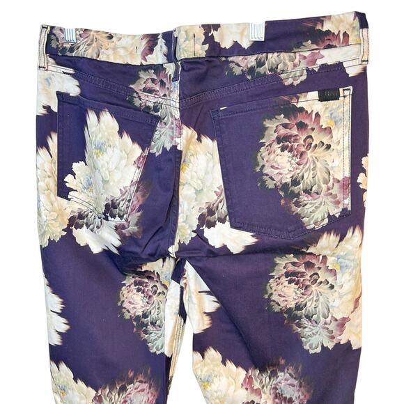 JEN7 by 7 for All Mankind Purple White Floral Sateen Skinny Pants Size 14 NWOT - Picture 11 of 13